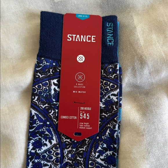 Stance Mens Crew Socks D Wade Collection Combed Cotton Blue Large 9-12 Collide - Picture 4 of 5